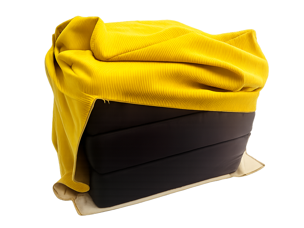 NapStack ottoman beginning to unfold into a single sleeper